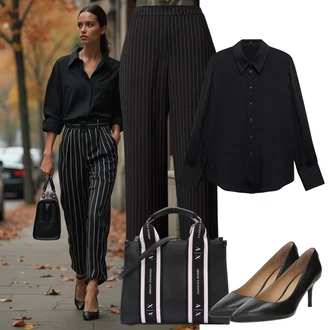 outfit mit Črna/Rjava/Bela Poslovna Obutev/Udobna črpalka/Čevelj Z Visoko Peto/Visoka Peta Črpalka/Črpalka z Nizko Petom/Slingback Črpalka/Vintage Črpalka Polo Ralph Lauren "eleganten jesenski videz"