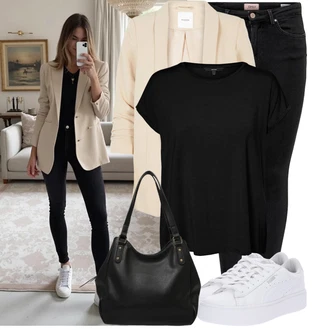 Outfit s Černá Tričko/Jednoduchý top/Tričko s vodopádovým výstřihem/Funkční tričko/Síťované tričko/Tričko s krátkým rukávem/Krátký top/Sportovní tričko/Zavinovací Tričko VERO MODA "Každodenní vzhled"