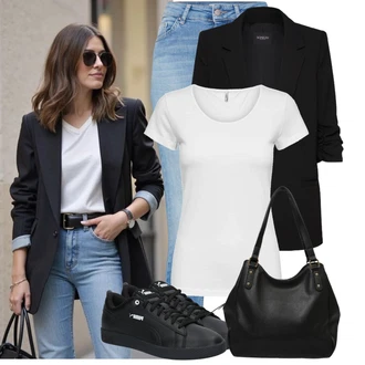 Outfit s Bílá/Stříbrný/Šedá/Krémová Tričko/Jednoduchý top/Mužské běžecké boty/Neformální tričko/Funkční tričko/Sportovní tričko Only "Každodenní vzhled"