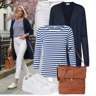 Outfit s Šedá/Bílá/Krémová/Stříbrný Džínové Legíny/Jeggings/Push up Kalhoty/Skinny Kalhoty/Tregíny next lvl "Každodenní vzhled"