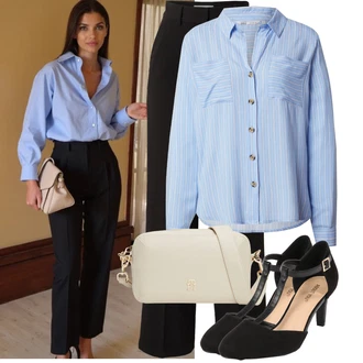 Gotický Outfit s Černá/Bílá/Béžová Nezařazené About You "Každodenní vzhled"Look: Elegantní, Šik, Francouzské, Burleska, Old Money, Gotický, Cool