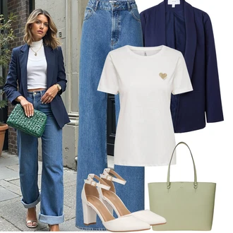 Outfit s Modrá/Světle modrá Džíny s Rozparkem/High Waist Džínové Kalhoty/Džíny Volného Střihu/Baggy Džíny/Dad Džíny/Vintage džíny/Zvonové Džíny/Džín s Širokou Nohavicí rÆre by lorena rae "Podzimní Outfity"