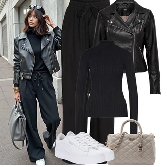 Léto Outfit s Černá/Červená Kožené Bund Bunda z Umělé Kůže/Motorkářská bunda/Motorkářské Bund/Kožené Bund Only "Podzimní Outfity"