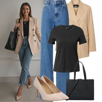 Outfit s Modrá/Světle modrá Džíny s Rozparkem/High Waist Džínové Kalhoty/Džíny Volného Střihu/Baggy Džíny/Dad Džíny/Vintage džíny/Zvonové Džíny/Džín s Širokou Nohavicí rÆre by lorena rae "Podzimní Outfity"