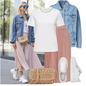 Narozeniny Outfit s Růžová/Fialová/Hnědá Midi Sukně/Dlouhá Sukně/Sukně Pro Svatebního Hosta/Moderní Sukně/Sukně Pro Matriku/Italská Sukně/Sukně do Délky Lýtka/Křesťanská Sukně/Krátká plisovaná sukně hotsquash "Hezký letní vzhled"Look: Bar, 18. narozeniny, Koncert, Chatky, Den matek, Škola, Zvláštní příležitosti, Valentýn, Divadlo, Matriční úřad, Narozeniny