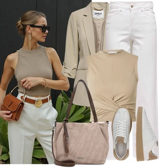 Šik Narozeniny Outfit s Khaki/Béžová/Hnědá/Bílá Nezařazené Only "Hezký letní vzhled"Look: Emo, Lehký, Kancelář, Elegantní, Šik, Business, Cool, Bar, Firemní večírek, Den matek, Koncert, 60. narozeniny, Zvláštní příležitosti, 50. narozeniny, Škola, Narozeniny