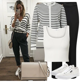 Outfit s Krémová/Bílá Nízká Teniska/Nazouvací teniska/Tenisky s Bočním Zipem/Letní tenisky/Úzká teniska Elbsand "Každodenní vzhled"