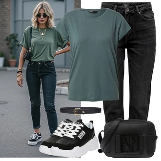 Outfity s boyfriend džínami Léto s Černá/Šedá/Tmavě šedá Rovná Džína/Boyfriend Džínové kalhoty/High Waist Džínové Kalhoty/Džíny Regular Fit/Slim Fit Džíny/Girlfriend Džíny/Zimní bunda/Kotníková Bota/Mom Jean/Dad Džíny/Zužující se Džíny/Zkrácené Džíny/Dámské Džíny s Délkou 7/8/Džíny s Rozparkem Only, Zelená/Tyrkysový Tričko/Jednoduchý top/Mužské běžecké boty/Tričko s vodopádovým výstřihem/Funkční tričko/Tričko s krátkým rukávem/Tréninkové tričko/Zavinovací Tričko Only "Každodenní vzhled"