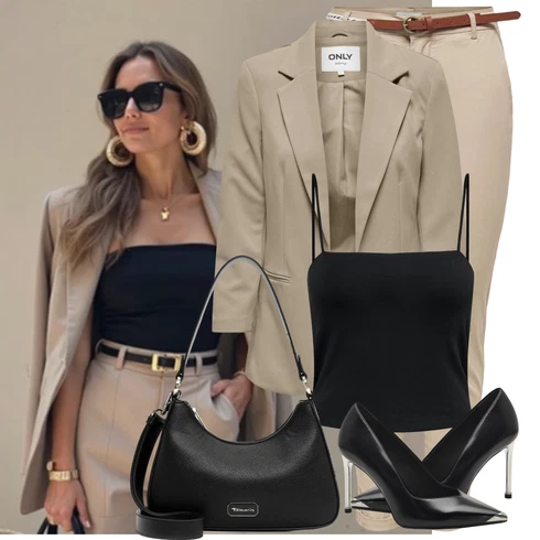 Kombinace Khaki/Béžová Kalhoty Jeggings/Skinny Kalhoty/Navlékací Kalhoty/Twillová Kalhoty/Úzká Kalhoty/Bengaline Kalhoty Only kombinovat s Černá Top Only