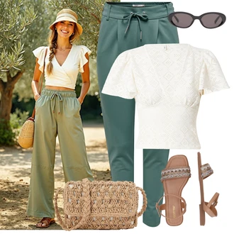 S nadýchanými rukávy Outfit s Bílá/Krémová/Růžová/Hnědá Krajkový Top/Krajkované tričko/Krajkový Top Only "Každodenní vzhled"