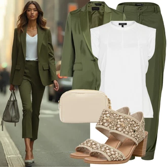 Outfit s Béžová Sandál Na Širokém Podpatku/Sandál Na Podpatku/Espadrilka na Podpatku/Platform Sandal/Bota s Platformou/Sandál s podpatkem/Přezková bota/Letní Bota Kazar "Krásný podzimní vzhled"