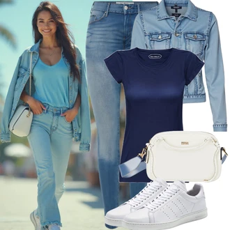 Outfity pro léto s Černá/Bílá/Tmavě modrá Pruhované Tričko JdY "Letní oblečení"