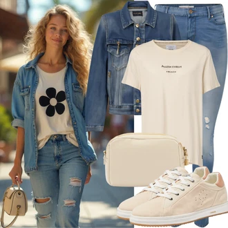 90tá léta Outfit s Modrá/Světle modrá/Tmavě modrá Kožená bunda/Zimní bunda/Zkrácené Džíny/Navlékací džíny/Push up Džín/Kožená Pánská Bund/Kotníková Bota/Capri Džíny/High Waist Džínové Kalhoty/Kožené Boty/Dámské Džíny s Délkou 7/8/Slim Fit Džíny levi's ® "Letní vzhled pro každodenní nošení"Look: Styl, 90tá léta, Cool, Disko, Old Money, Bezešvé