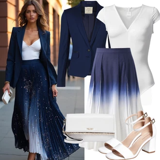 Elegantní Outfit s Šedá/Hnědá/Béžová/Bílá/Krémová/Khaki Oversize Halenka/Halenkové Body/Blůza s knoflíčkem/Halenka s Dlouhým Rukávem/Tunikové Tričko/Slip-on Halenka/Oversize Muselínová Blůza/Halenka se Stojatým Límcem/Dlouhá Halenka Vila "Letní vzhled pro párty"Look: Styl, Klasické, Elegantní, Kancelář, Chytrý příležitostný, Univerzitní, Retro