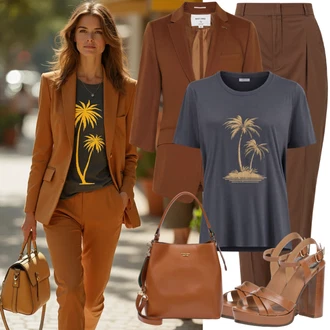 Kombinacije sa stilom Estetika sa Smeđa/Narandžasta/Bež Ljetna Cipela/sandala s platformom/Japanke s platformom/Sandala Udobna/Espadrila sandala bayton "Ljetni izgled za modne žene"Look: Prevelik, Sveučilišna, Estetika, Ležerno, Unisex, Cowgirl, cool
