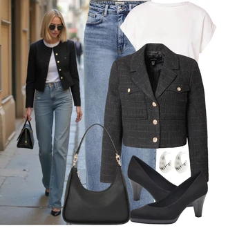 Outfit s Bílá/Krémová Tričko/Jednoduchý top/Tričko s vodopádovým výstřihem/Funkční tričko/Pletené tričko/Síťované tričko/Košilový top/Tričko s krátkým rukávem/Krátký top/Sportovní tričko/Zavinovací Tričko Vila "Skvělý vzhled pro volný čas"