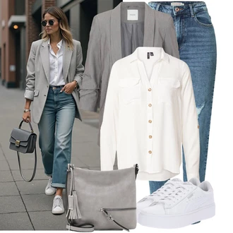 Outfity s boyfriend džínami Vysoký Pas s Světle modrá/Modrá High Waist Džínové Kalhoty/Kotníková Bota/Boyfriend Džínové kalhoty/Džíny s Rozparkem/Kožené bundy/Džíny s Dírou/Girlfriend Džíny Pieces "Skvělý pro volný čas"