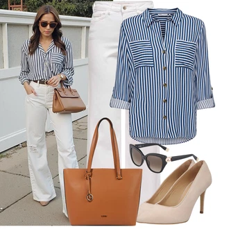 Zapínání na knoflíky Outfit s Tmavě modrá/Modrá/Pastelové barvy/Světle modrá Tunikové Tričko/Halenka Blůza s knoflíčkem/Halenka S 3/4 Rukávem/Lněná Halenka/Dlouhá Halenka/Slip-on Halenka Only "Stylový vzhled pro volný čas"