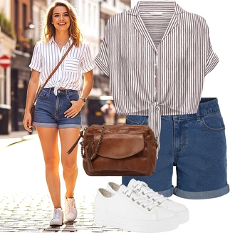 Outfit s Bílá/Krémová/Stříbrný Bota Nízká Teniska/Teniska na platformě/Kožené tenisky/Tenisky s Bočním Zipem/Úzká teniska/Plátěná teniska Paul Green "Lehký outfit"