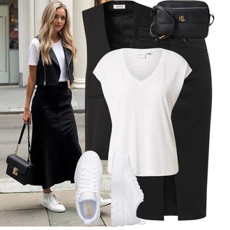 Outfit s Bílá/Krémová Tričko/Jednoduchý top/Tričko s vodopádovým výstřihem/Muskulární Tričko/Košilový top/Tričko s krátkým rukávem/Krátký top/Tričko s grafikou/Pánské boty/Zavinovací Tričko Vila "Skvělý vzhled pro volný čas"