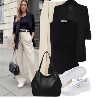 Bez rukávů Outfit s Černá/Tmavě modrá Nezařazené Edited "Módní outfit pro volný čas"