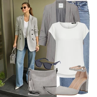 Outfit s Šedá/Béžová/Hnědá/Stříbrný Nezařazené About You "Skvělý vzhled pro volný čas"