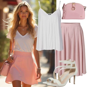 Výstřih kolem krku Outfit s Bílá/Krémová Bustierový Top LENI KLUM x ABOUT YOU "Módní Letní Vzhled"