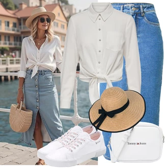 Outfit sa Siva/Bež/Kaki/Krem/Bijela Bluza i Tunika/Bluza Veći Broj Only "Summer Outfits"