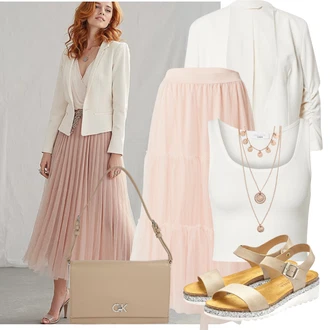 třpytem Outfit s Béžová Sandál na klínku/Espadrille sandál/Přezková bota/Sandál se třpytkami/Pohodlný Sandál/Letní Bota/Korkový sandál na klínku Lascana "Outfit na léto"