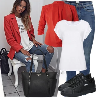 Outfit sa Plava/Svjetloplava/Tamnoplava Kožna Jakna/Čizma do Gležnja/Traperice s Rupom/Slip-on Traperice/Traperica Niskog Struka/Traperice s Prorezom/Kožne Cipele/Traperica Niskog Struka/Push-up Traperice/Kožne jakne Only "Summer Outfits"