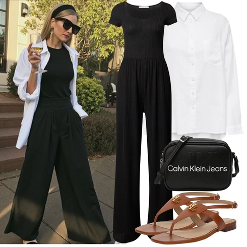 Kombinace Černá Slavnostní Overall/Letní Overall/Svatební kombinéza/Overal se zipem/Plisovaný Overal/Overal se širokými nohavicemi/Elegantní Overal About You