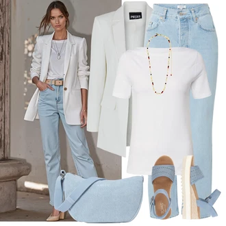 Dlouhé Outfit s Šedá/Bílá/Světle modrá/Světle zelená/Krémová/Khaki/Béžová Nezařazené Pieces "Outfit na léto"