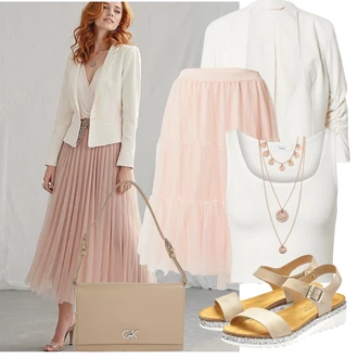 třpytem Outfit s Béžová Sandál na klínku/Espadrille sandál/Přezková bota/Sandál se třpytkami/Pohodlný Sandál/Letní Bota/Korkový sandál na klínku Lascana "Outfit na léto"