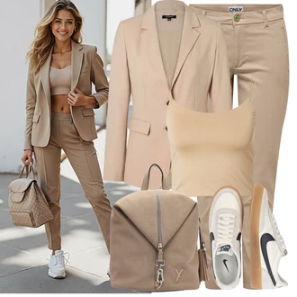 Zpátky do školy Outfit s Béžová/Hnědá/Krémová/Khaki/Šedá Pánská taška/Taška/Látková taška/Taška na Macbook/Vojenská Taška/Mini batoh/Mini batoh Suri Frey "Outfit na léto"Look: Malle, Bar, Den na pláži, Koncert, Festival, Škola, Zpátky do školy