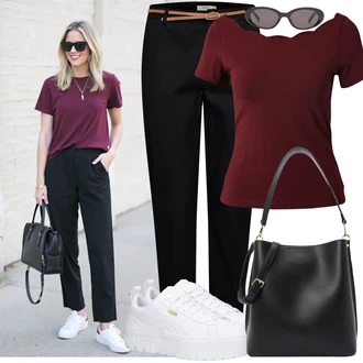 Outfity pro baculky Jaro s Černá Chinos/Bengaline Kalhoty/Obleková Kalhoty/Úzká Kalhoty/Navlékací Kalhoty/Business Kalhoty B.young "Stylový vzhled pro volný čas"