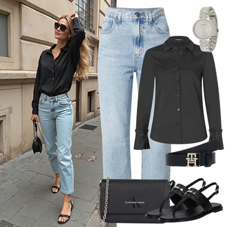 outfit mit Črna Sandali s Paščkom/Rimski sandal/Sandala z visokim gležnjem/T-pašček-Sandal Calvin Klein "popoln poletni videz"