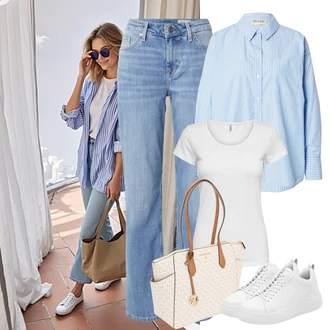 Okrogel izrez outfit mit Siva/Krem/Srebrna/Bela Majica s kratkimi rokavi/Majica/Klasična Dolžina/Moški tekaški copati/Casual Majica/Funkcijska Majica/Športna majica Only "popoln poletni videz"