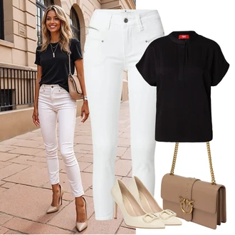 Polnejša outfit mit Črna/Rdeča/Temno rdeča Bluza velika velikost/Tunika ESPRIT "popoln poletni videz"