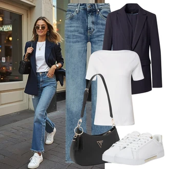 outfit mit Krem/Bela/Bež Ozka Superga/Usnjene superge/Superge Z Bočno Zadrgo/Superge Nizka Tommy Hilfiger "popoln poletni videz"