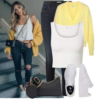 Outfit s Žlutá Pletenina veľkej veľkosti Lascana "Praktický Vzhled"