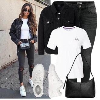 Móda pro plno?tíhlé Outfit s ?erná Uniformní Bund/Man?estrová Bunda/Ko?ilová bunda/D?ínové Bund/Vln?ná Bund/Udr?itelná bunda Only "Skv?lý pro volný ?as"