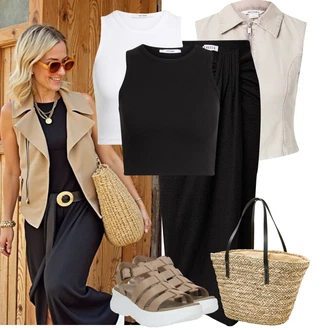Outfit sa Crna Haljina za vjenčanje/Haljina do Potkoljenice/Haljina s Prorezom/Haljina s Vodopadnim Izrezom Edited "Outfit na léto"