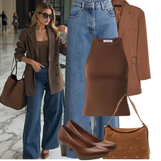 Léto Outfit s Hnědá/Béžová VERO MODA "Outfit na Léto"