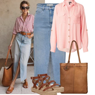 Punije Outfit sa Svjetloplava/Plava Kratke hlače velike veličine/Haljina Veći Broj JdY "Outfit na léto"
