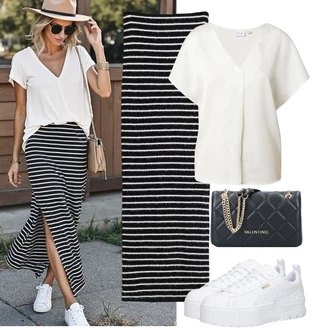 Outfit s Bílá/Krémová Tričko & Top Móda Pro Plnoštíhlé/Halenka a Tunika Tunika Vila "Outfit na léto"