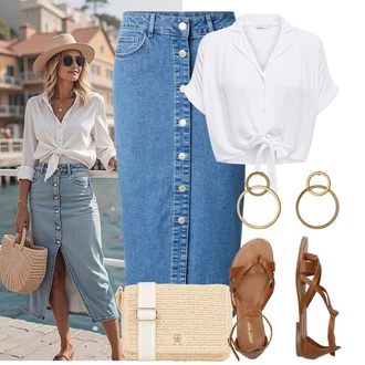 Outfit sa Bež/Smeđa Sandale Gladijator sandala/Vintage sandala/Ljetna Cipela/Sandala s Remenčićem/Rimska sandala/Sandala s T Remenom About You "Outfit na léto"