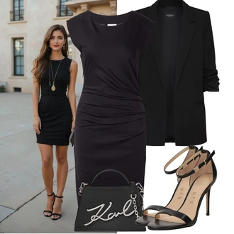Elegantní outfity Úzký s Černá Pouzdrová Šat/Šaty Ze Síťoviny/Pouzdrové Šaty/Pletené Šaty/Šaty s Kapsou/Žerzejové Šaty/Šaty Bez Rukávů/Šaty S Rovným Střihem Kaffe "Outfit na léto"
