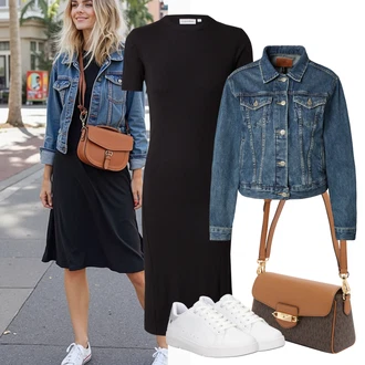 outfit mit Črna Obleka velike velikosti/Obleka Calvin Klein "stajliš jesenska oprava"