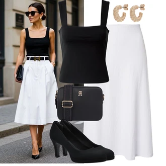 Outfit s Černá/Hnědá Bustierový Top/Halenka Bez Rukávů/Top Se Špagetovými Ramínky Edited "Módní outfit pro volný čas"