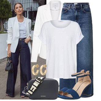 so sponou Outfit s Bílá Elegantní Sako/Kožená Pánská Bund/Kožená bunda pro muže/Boyfriend Sako/Smokingové sako/Bavlněný Sako/Blejzrové Bund/Krátké Sako/Blůzové Sako/Neformální Sako/Teplákový blejzr Ichi "Módní outfit pro volný čas"